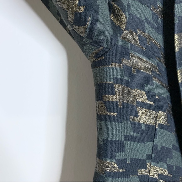 Smythe Anytime Blazer (Sz 6) Camo Jacquard Metallic Green Black Gold - Picture 11 of 16